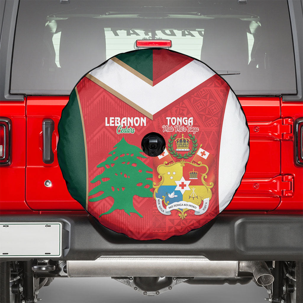 Rugby Tonga and Lebanon Spare Tire Cover Mate Maa Tonga Cedars Together LT14 - Polynesian Pride