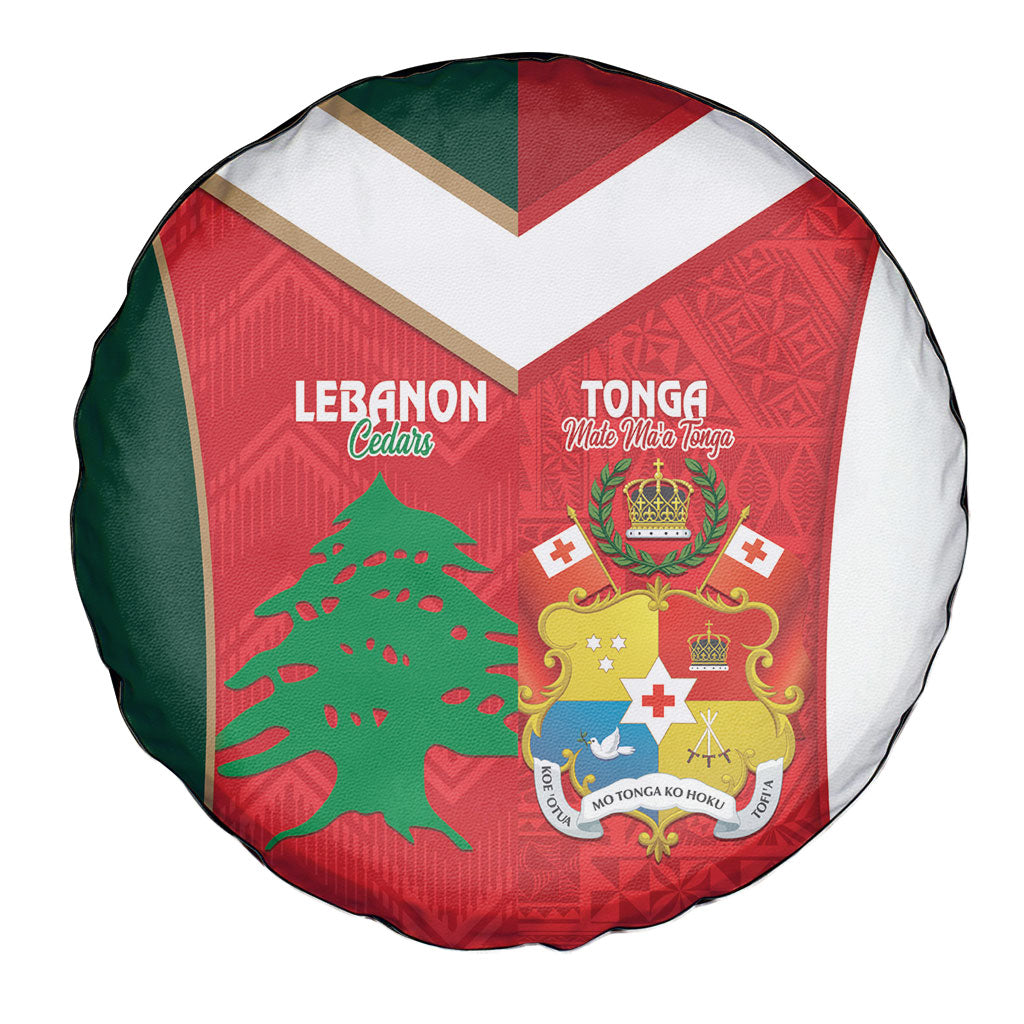 Rugby Tonga and Lebanon Spare Tire Cover Mate Maa Tonga Cedars Together LT14 - Polynesian Pride