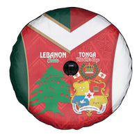 Rugby Tonga and Lebanon Spare Tire Cover Mate Maa Tonga Cedars Together LT14 - Polynesian Pride