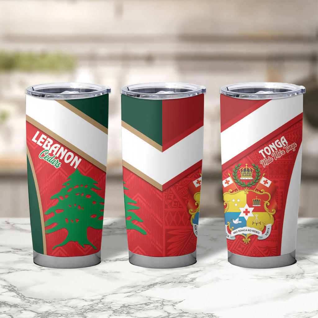 Rugby Tonga and Lebanon Tumbler Cup Mate Maa Tonga Cedars Together LT14 - Polynesian Pride