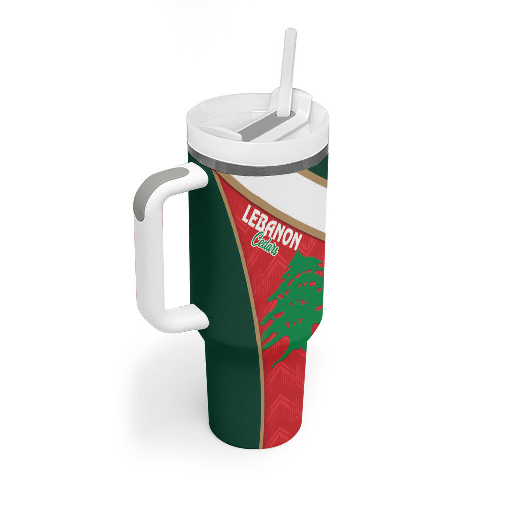 Rugby Tonga and Lebanon Tumbler With Handle Mate Maa Tonga Cedars Together LT14 - Polynesian Pride