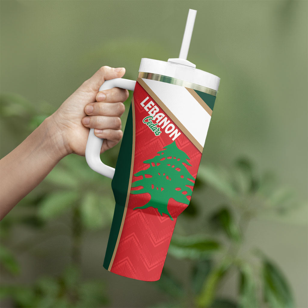 Rugby Tonga and Lebanon Tumbler With Handle Mate Maa Tonga Cedars Together LT14 - Polynesian Pride