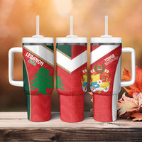 Rugby Tonga and Lebanon Tumbler With Handle Mate Maa Tonga Cedars Together LT14 - Polynesian Pride