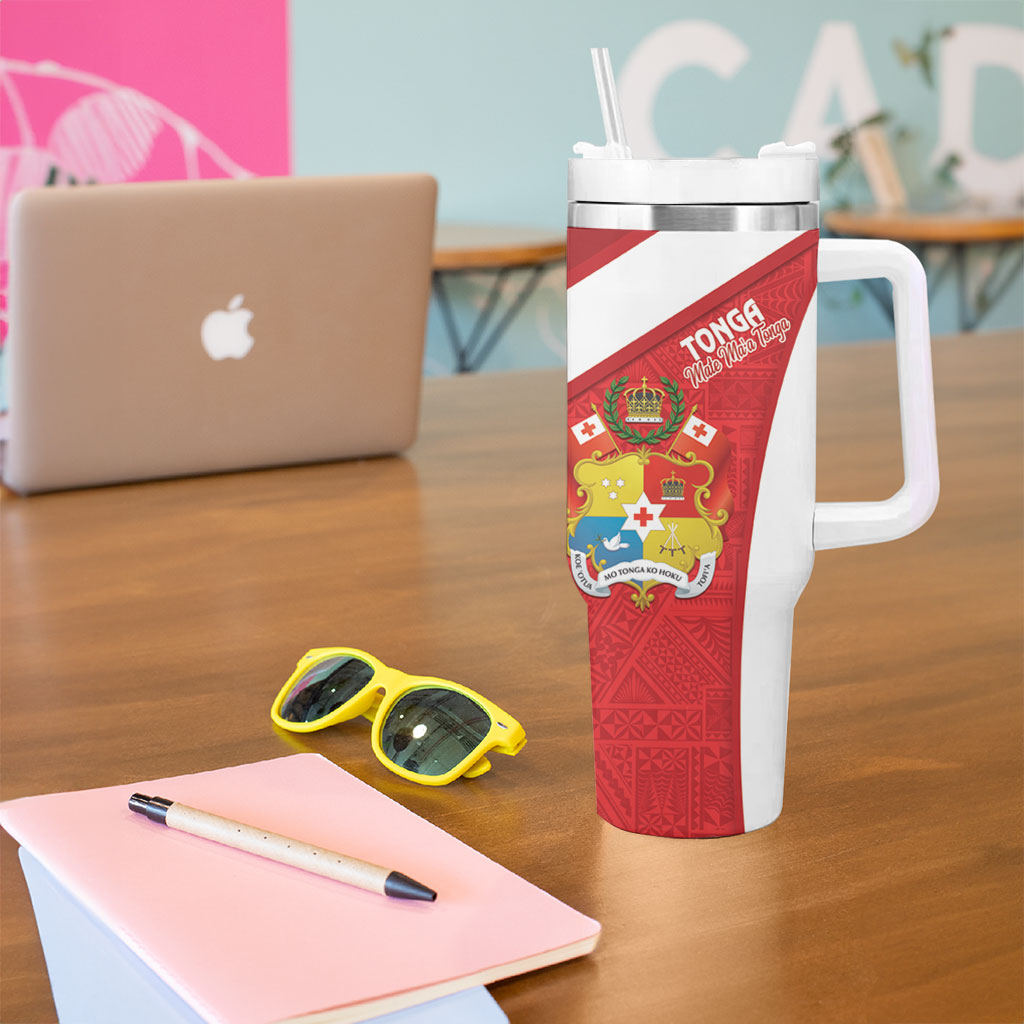 Rugby Tonga and Lebanon Tumbler With Handle Mate Maa Tonga Cedars Together LT14 - Polynesian Pride