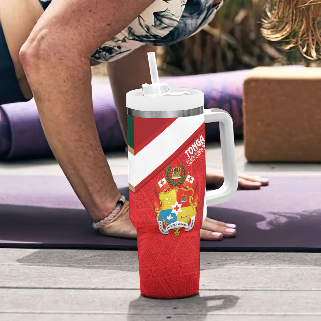 Rugby Tonga and Lebanon Tumbler With Handle Mate Maa Tonga Cedars Together LT14 - Polynesian Pride