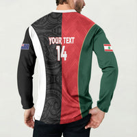 Custom Rugby New Zealand and Lebanon Button Sweatshirt All Black Cedars Together LT14 - Polynesian Pride