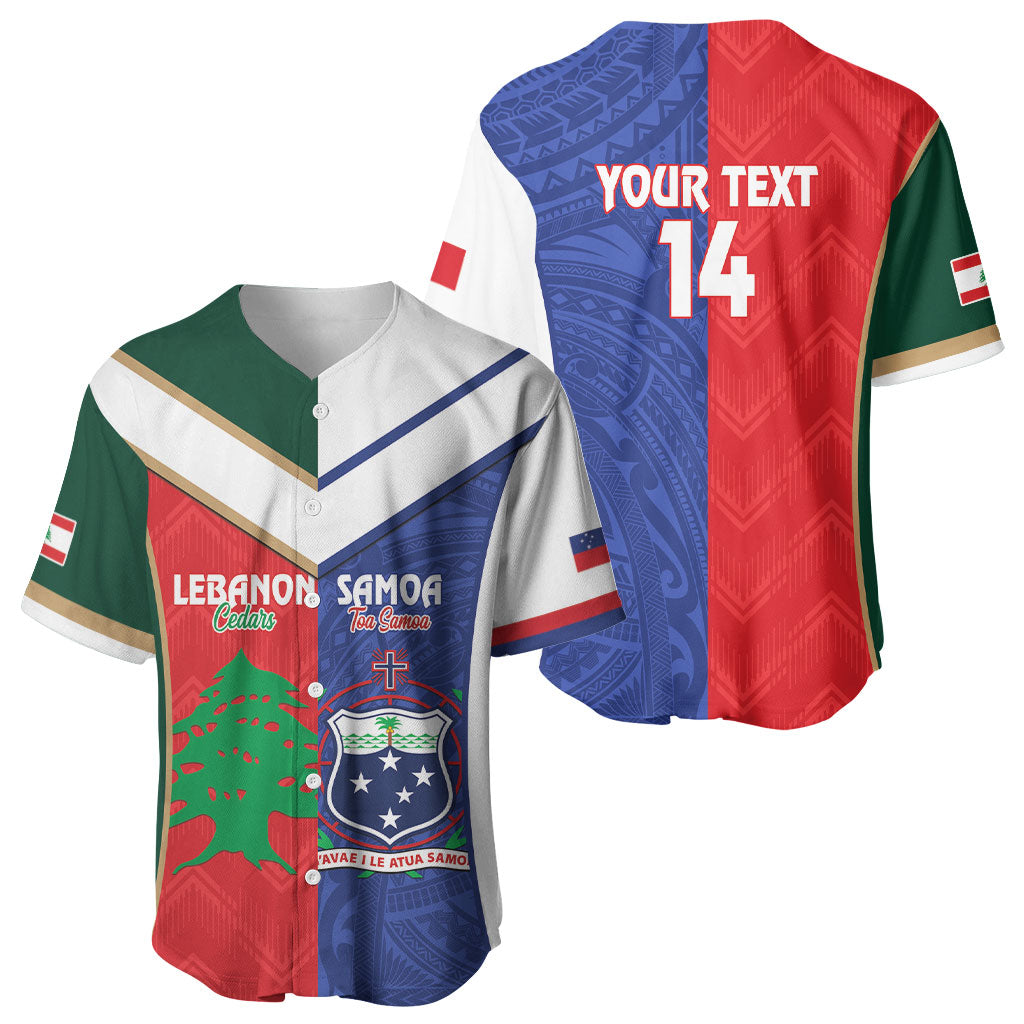Custom Rugby Samoa and Lebanon Baseball Jersey Toa Samoa Cedars Together LT14 - Polynesian Pride
