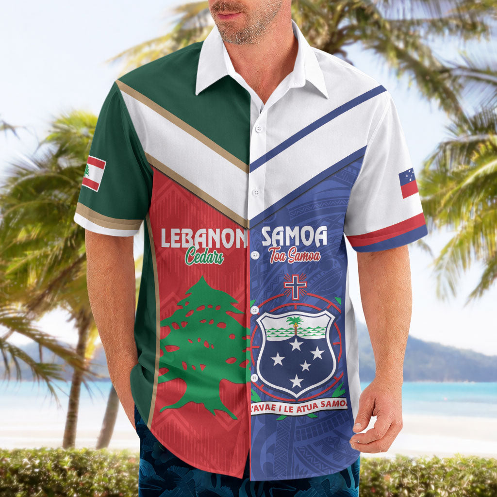Custom Rugby Samoa and Lebanon Hawaiian Shirt Toa Samoa Cedars Together LT14 - Polynesian Pride