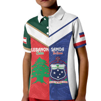 Custom Rugby Samoa and Lebanon Kid Polo Shirt Toa Samoa Cedars Together LT14 Kid Multicolor - Polynesian Pride