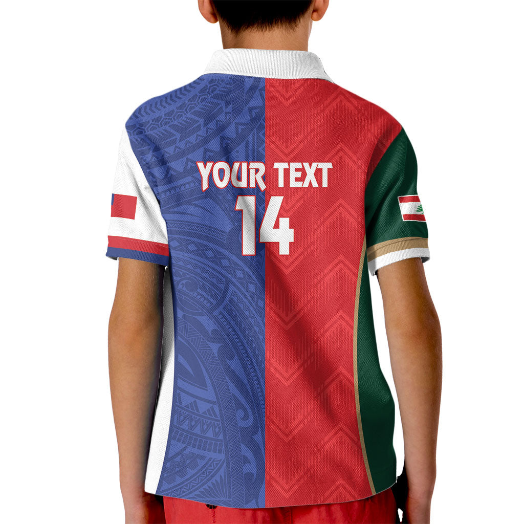 Custom Rugby Samoa and Lebanon Kid Polo Shirt Toa Samoa Cedars Together LT14 - Polynesian Pride