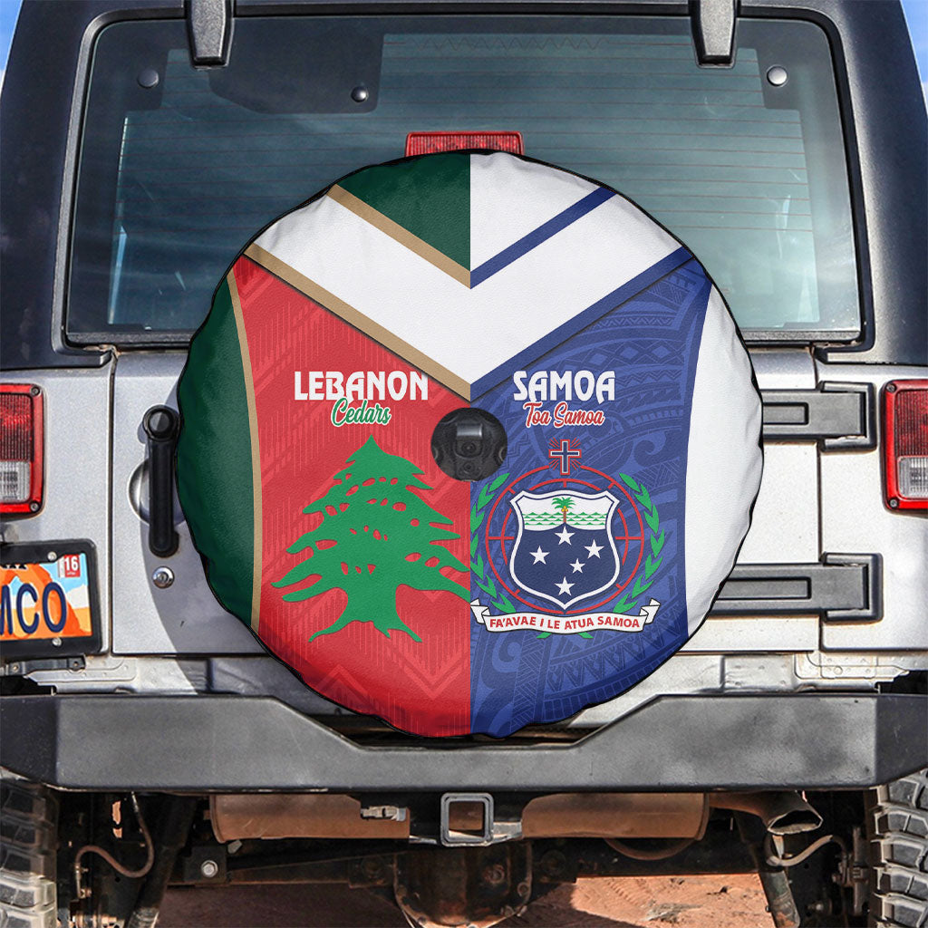 Rugby Samoa and Lebanon Spare Tire Cover Toa Samoa Cedars Together LT14 Multicolor - Polynesian Pride