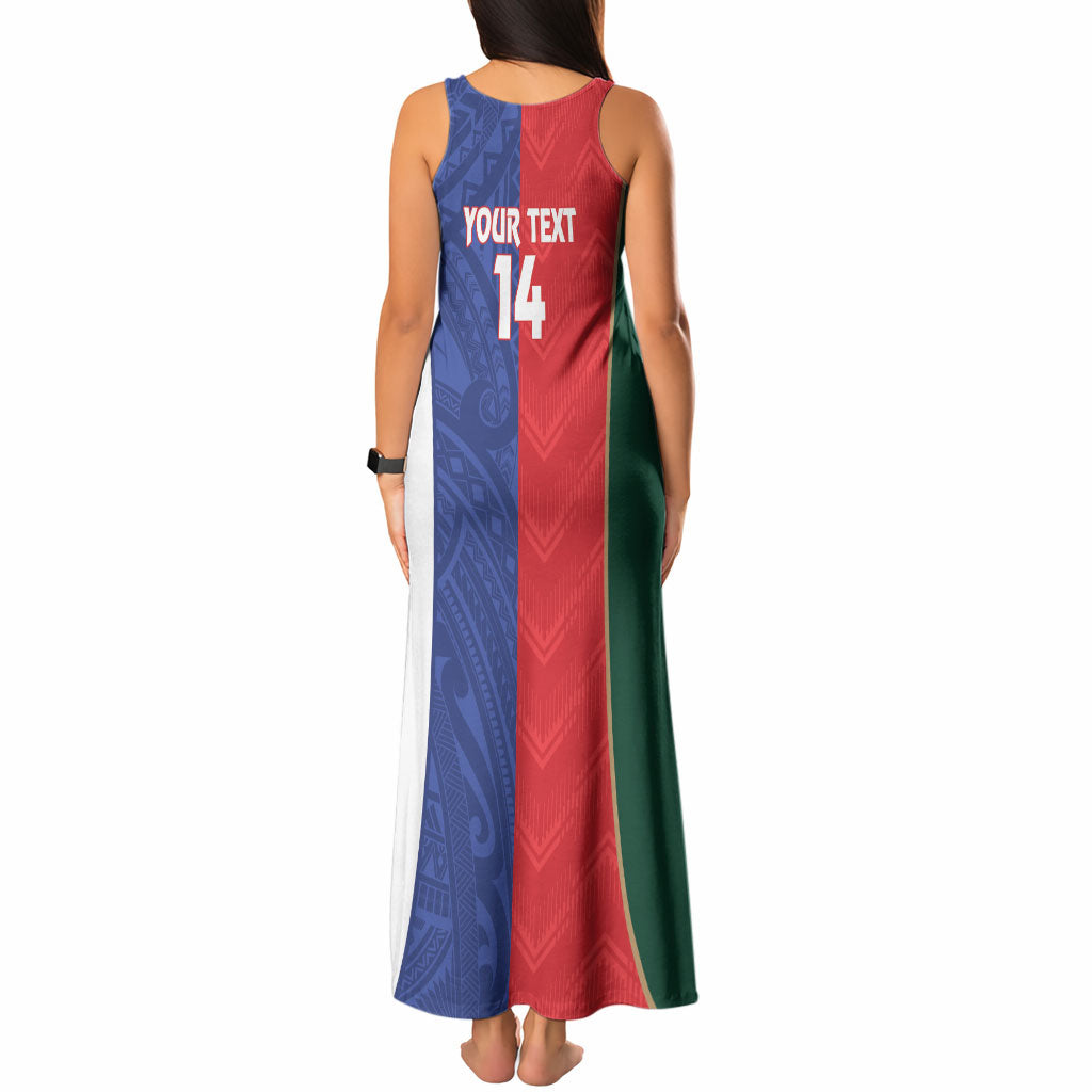 Custom Rugby Samoa and Lebanon Tank Maxi Dress Toa Samoa Cedars Together LT14 - Polynesian Pride