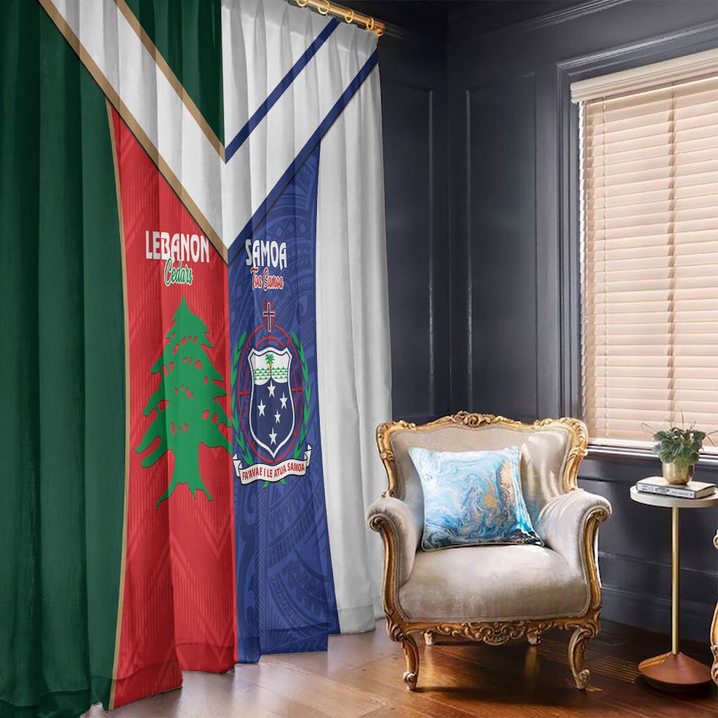 Rugby Samoa and Lebanon Window Curtain Toa Samoa Cedars Together LT14 - Polynesian Pride