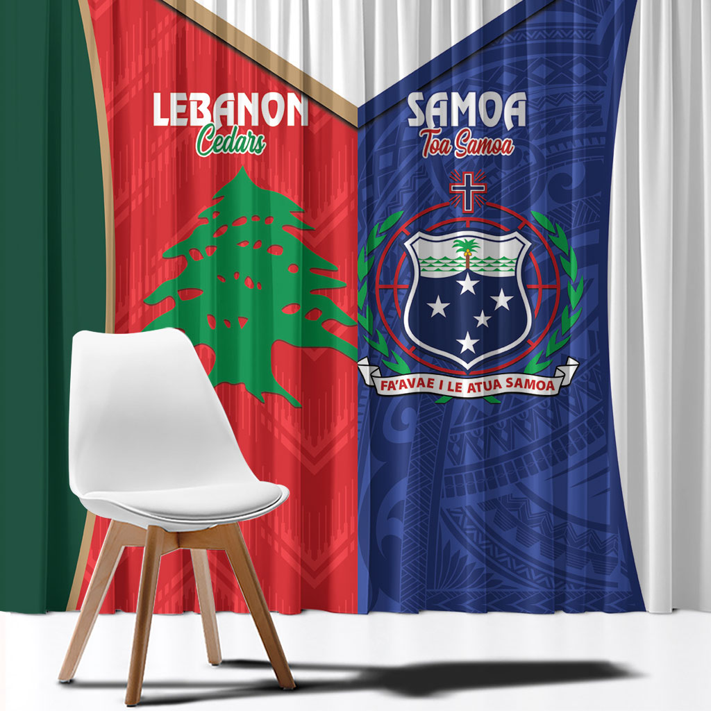 Rugby Samoa and Lebanon Window Curtain Toa Samoa Cedars Together LT14 - Polynesian Pride