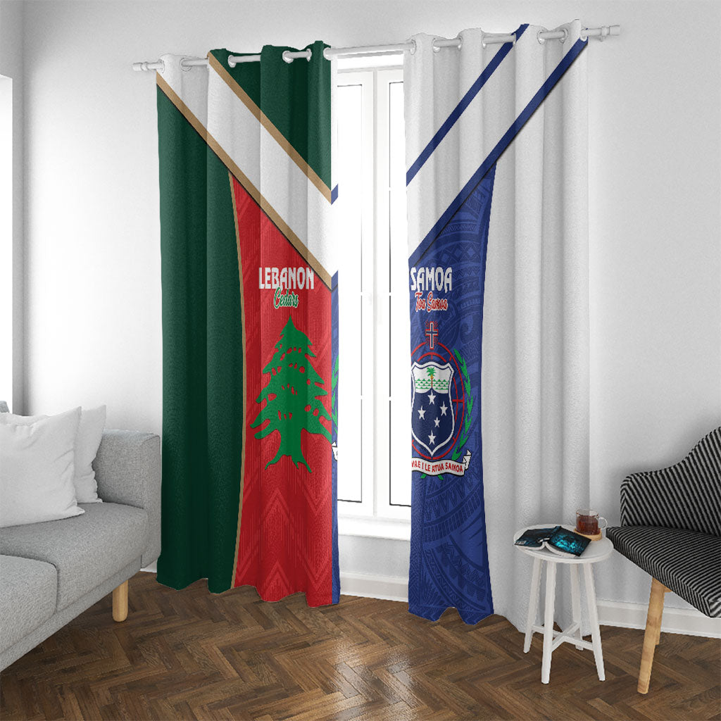 Rugby Samoa and Lebanon Window Curtain Toa Samoa Cedars Together LT14 With Grommets Multicolor - Polynesian Pride