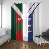 Rugby Samoa and Lebanon Window Curtain Toa Samoa Cedars Together LT14 With Grommets Multicolor - Polynesian Pride