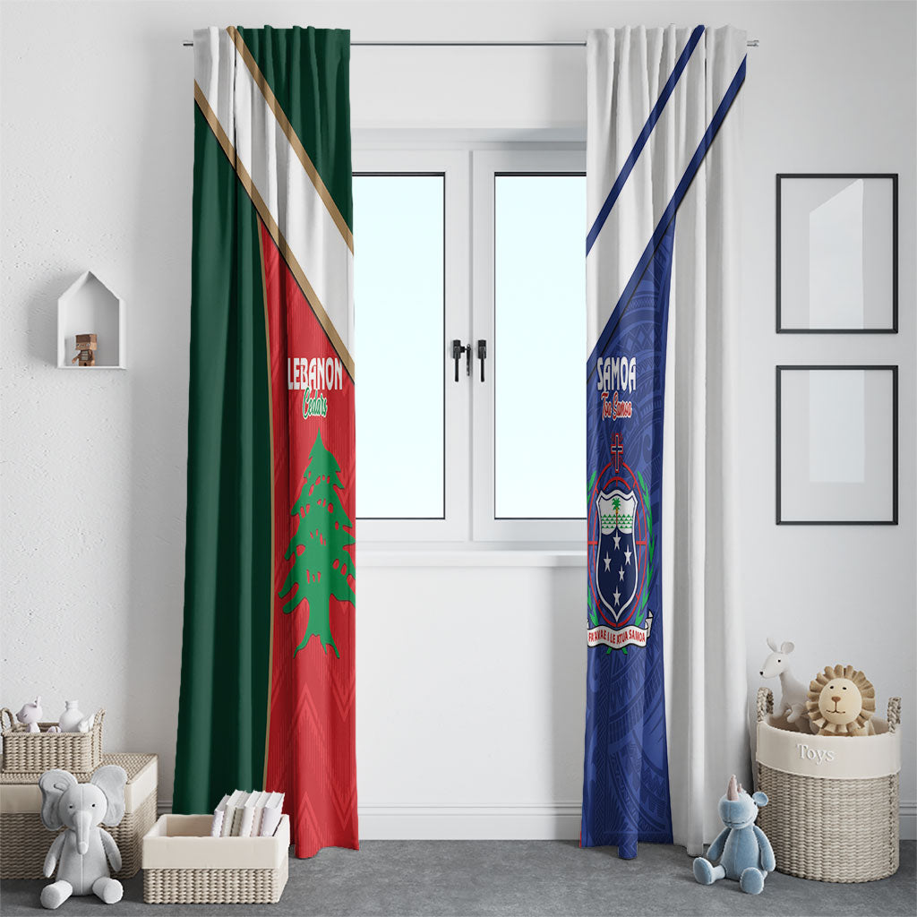 Rugby Samoa and Lebanon Window Curtain Toa Samoa Cedars Together LT14 - Polynesian Pride