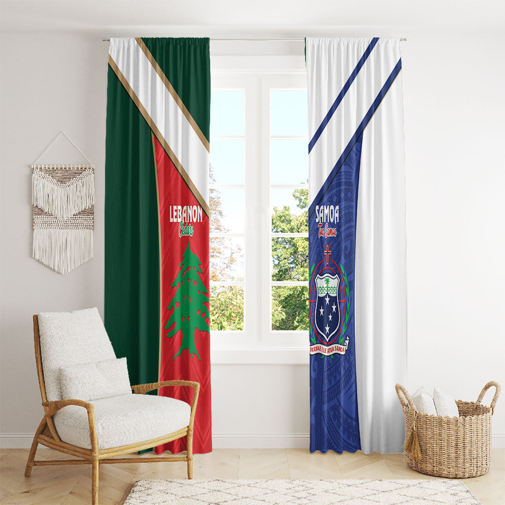 Rugby Samoa and Lebanon Window Curtain Toa Samoa Cedars Together LT14 - Polynesian Pride
