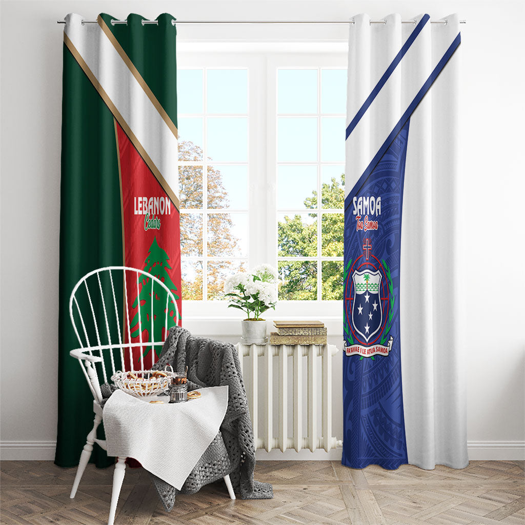 Rugby Samoa and Lebanon Window Curtain Toa Samoa Cedars Together LT14 - Polynesian Pride
