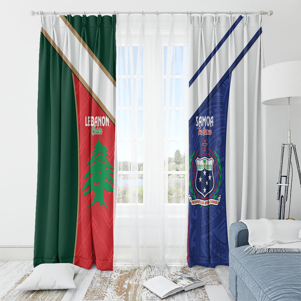 Rugby Samoa and Lebanon Window Curtain Toa Samoa Cedars Together LT14 - Polynesian Pride