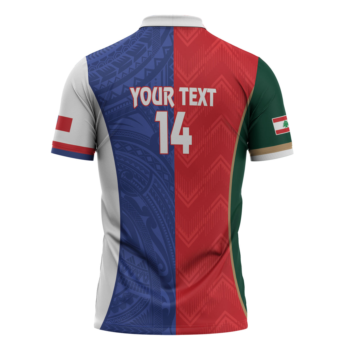 Custom Rugby Samoa and Lebanon Zipper Polo Shirt Toa Samoa Cedars Together LT14 - Polynesian Pride