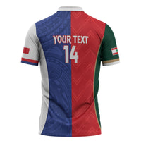 Custom Rugby Samoa and Lebanon Zipper Polo Shirt Toa Samoa Cedars Together LT14 - Polynesian Pride