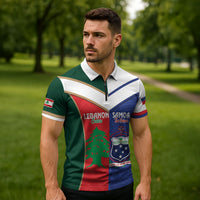 Custom Rugby Samoa and Lebanon Zipper Polo Shirt Toa Samoa Cedars Together LT14 - Polynesian Pride