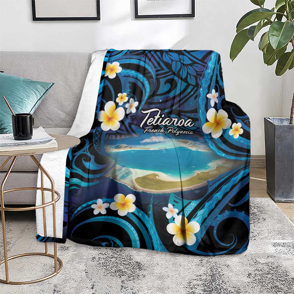 French Polynesia Tetiaroa Atoll Blanket Polynesian Curves Style
