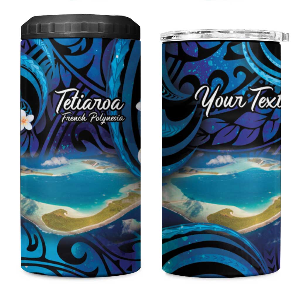 Personalised French Polynesia Tetiaroa Atoll 4 in 1 Can Cooler Tumbler Polynesian Curves Style LT14 One Size: 16 oz Blue - Polynesian Pride