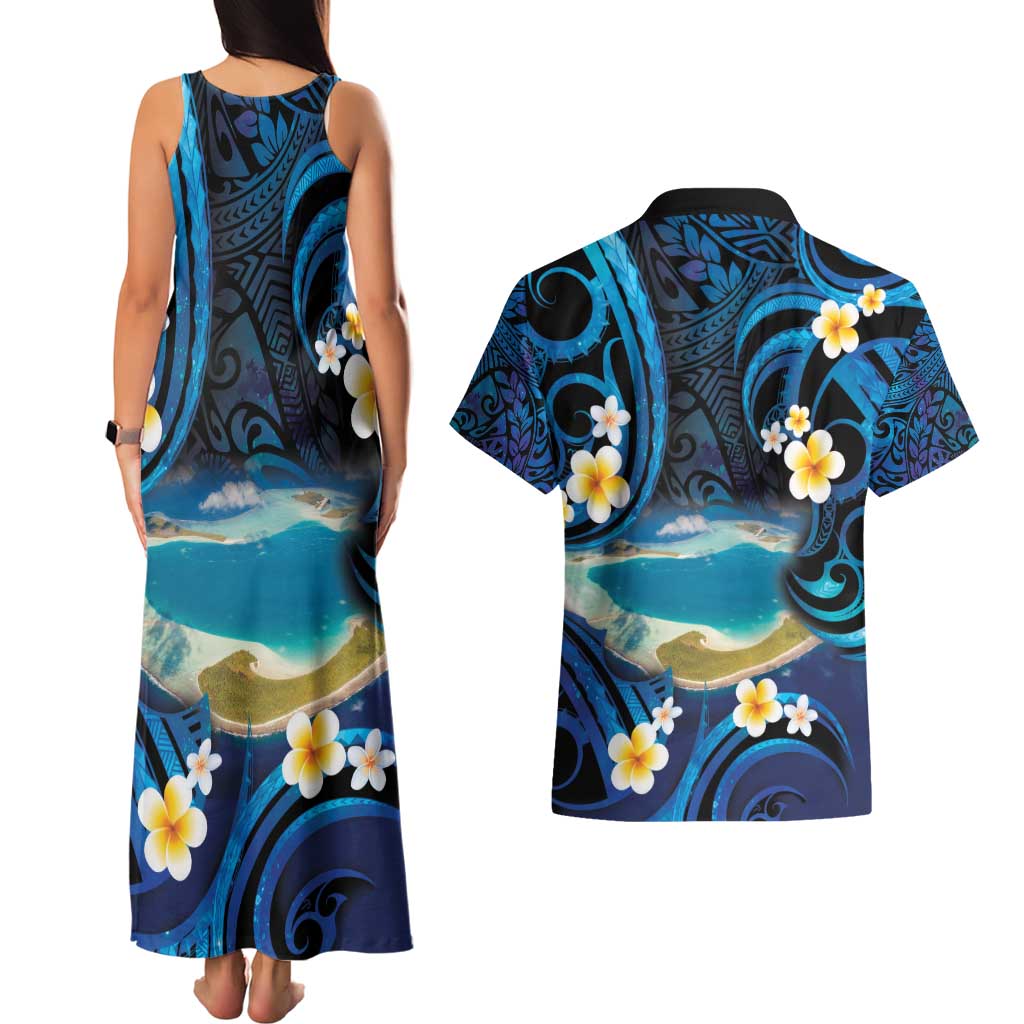 French Polynesia Tetiaroa Atoll Couples Matching Tank Maxi Dress and Hawaiian Shirt Polynesian Curves Style