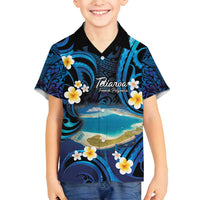 French Polynesia Tetiaroa Atoll Family Matching Long Sleeve Bodycon Dress and Hawaiian Shirt Polynesian Curves Style LT14 Son's Shirt Blue - Polynesian Pride