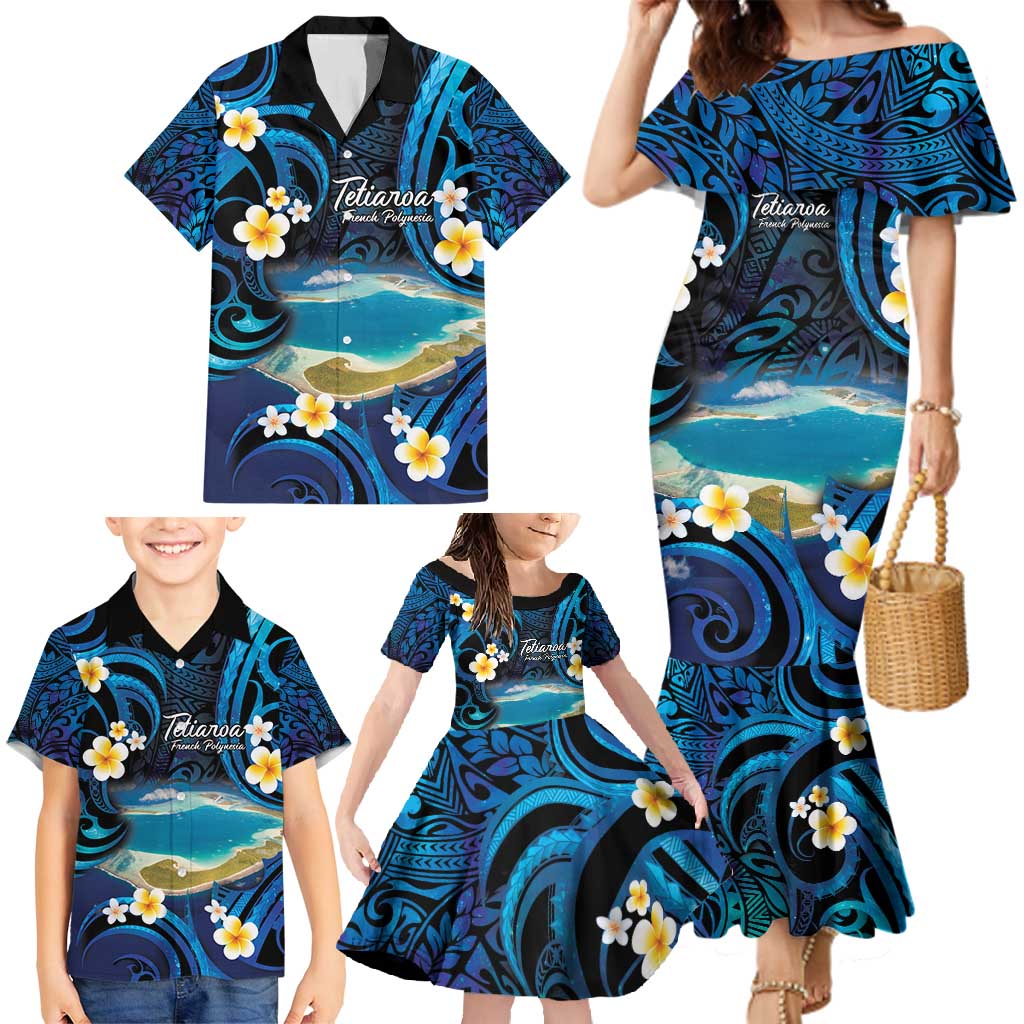 French Polynesia Tetiaroa Atoll Family Matching Mermaid Dress and Hawaiian Shirt Polynesian Curves Style LT14 - Polynesian Pride