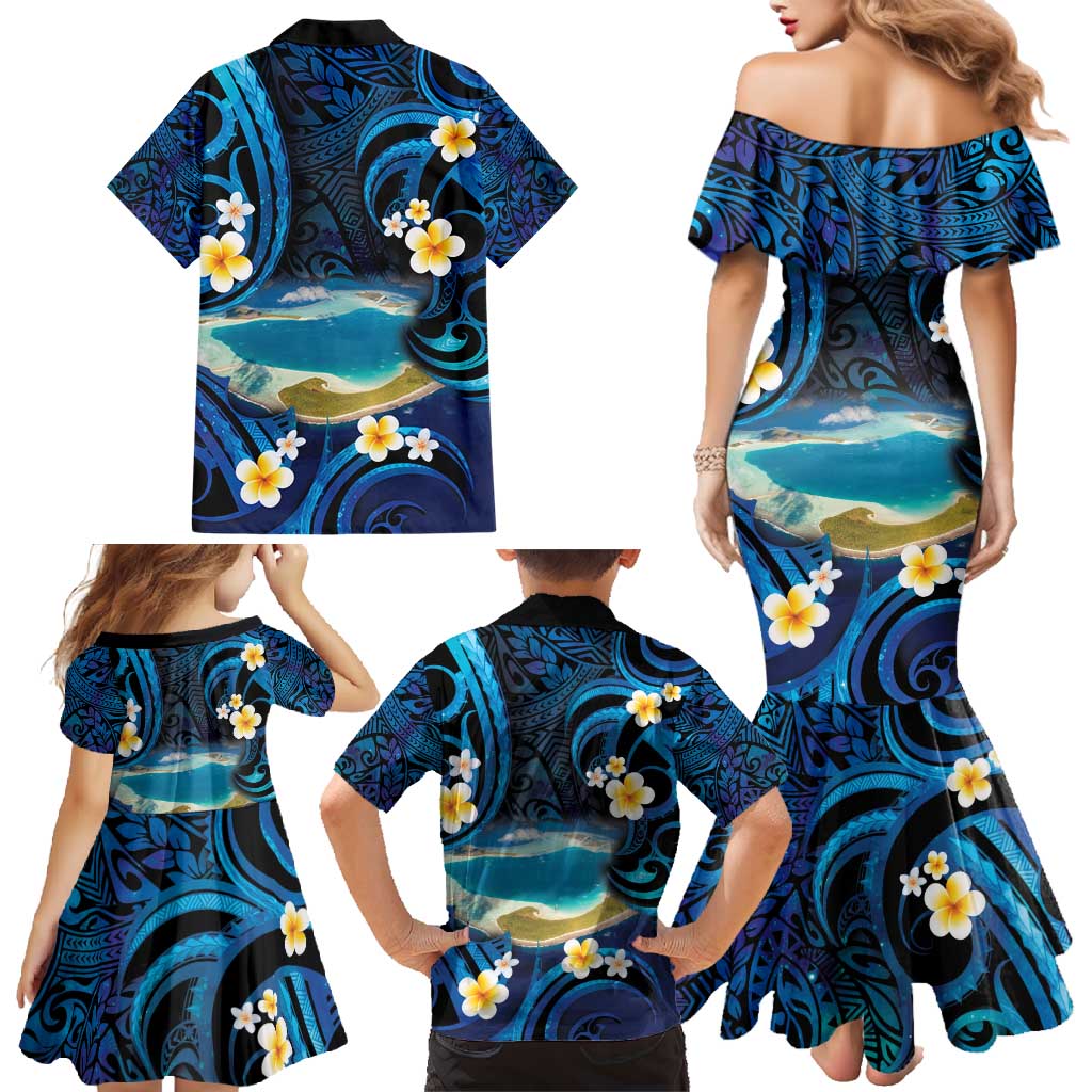 French Polynesia Tetiaroa Atoll Family Matching Mermaid Dress and Hawaiian Shirt Polynesian Curves Style LT14 - Polynesian Pride