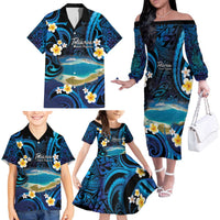 French Polynesia Tetiaroa Atoll Family Matching Off The Shoulder Long Sleeve Dress and Hawaiian Shirt Polynesian Curves Style LT14 - Polynesian Pride