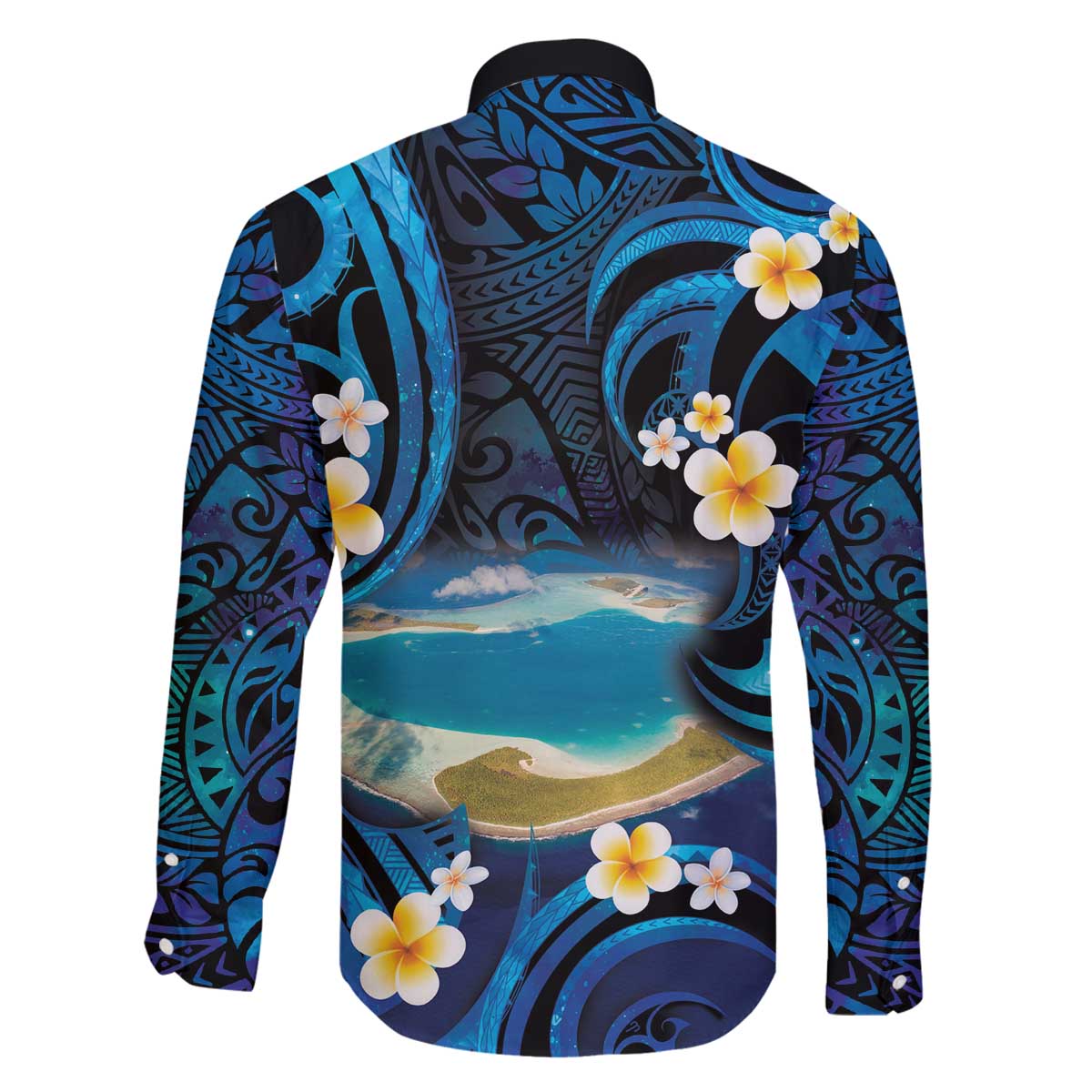 French Polynesia Tetiaroa Atoll Family Matching Off The Shoulder Long Sleeve Dress and Hawaiian Shirt Polynesian Curves Style LT14 - Polynesian Pride