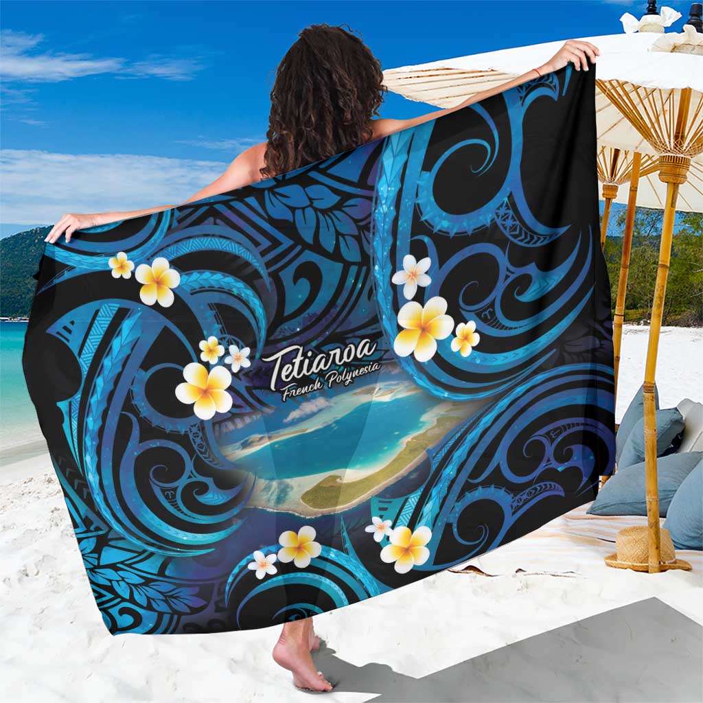 French Polynesia Tetiaroa Atoll Sarong Polynesian Curves Style LT14 One Size 44 x 66 inches Blue - Polynesian Pride