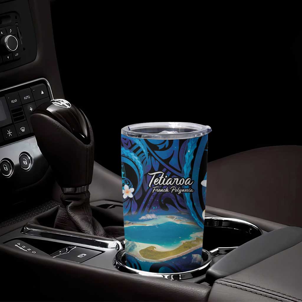 Personalised French Polynesia Tetiaroa Atoll Tumbler Cup Polynesian Curves Style