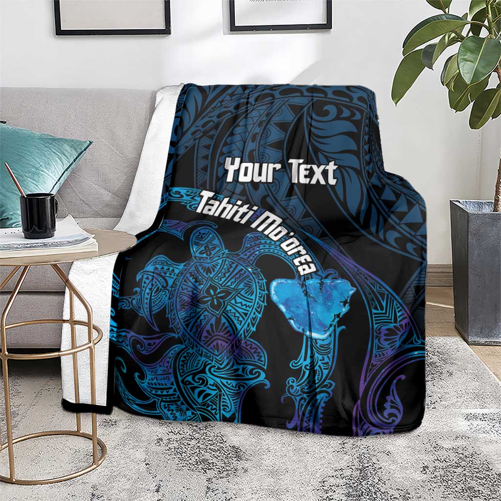 Personalised Tahiti Moorea Atoll Blanket Polynesian Sea Turtle