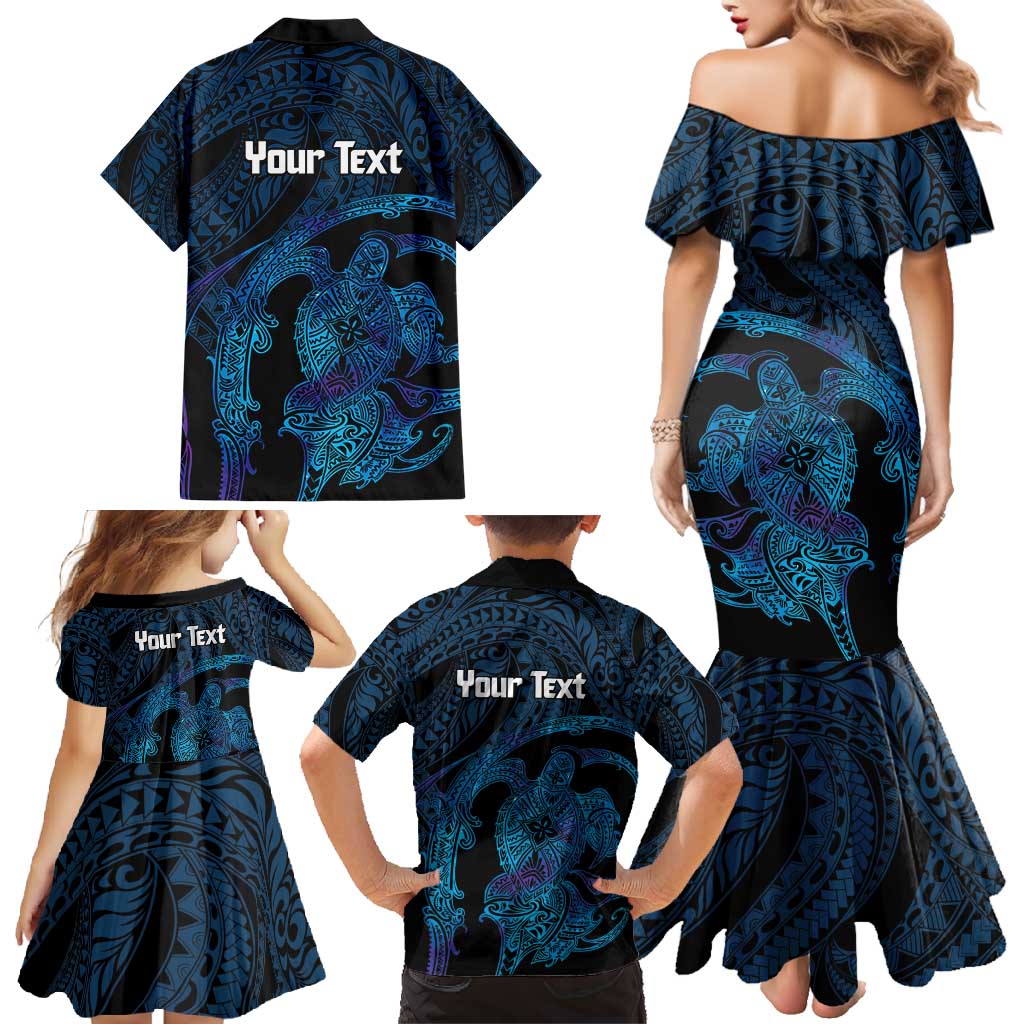 Personalised Tahiti Moorea Atoll Family Matching Mermaid Dress and Hawaiian Shirt Polynesian Sea Turtle LT14 - Polynesian Pride