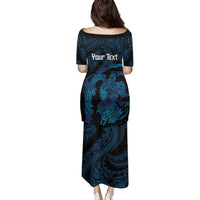 Personalised Tahiti Moorea Atoll Family Matching Puletasi and Hawaiian Shirt Polynesian Sea Turtle