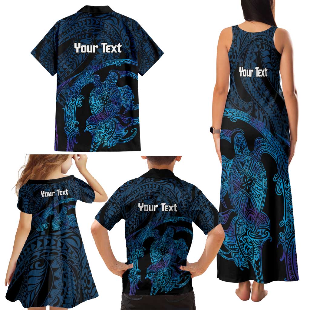 Personalised Tahiti Moorea Atoll Family Matching Tank Maxi Dress and Hawaiian Shirt Polynesian Sea Turtle LT14 - Polynesian Pride