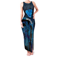 Personalised Tahiti Moorea Atoll Family Matching Tank Maxi Dress and Hawaiian Shirt Polynesian Sea Turtle LT14 Mom's Dress Blue - Polynesian Pride