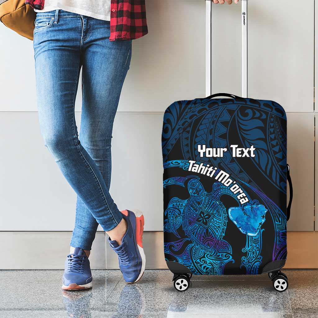 Personalised Tahiti Moorea Atoll Luggage Cover Polynesian Sea Turtle