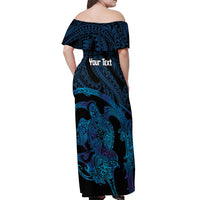 Personalised Tahiti Moorea Atoll Off Shoulder Maxi Dress Polynesian Sea Turtle LT14 - Polynesian Pride