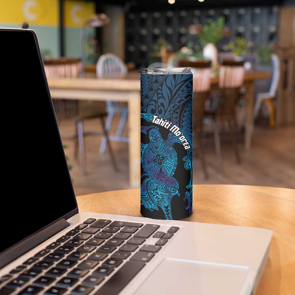 Personalised Tahiti Moorea Atoll Skinny Tumbler Polynesian Sea Turtle