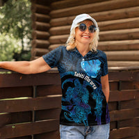 Personalised Tahiti Moorea Atoll Women Polo Shirt Polynesian Sea Turtle