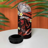 Personalised Tahiti Bora Bora 4 in 1 Can Cooler Tumbler Manta Rays With Polynesian Plumeria