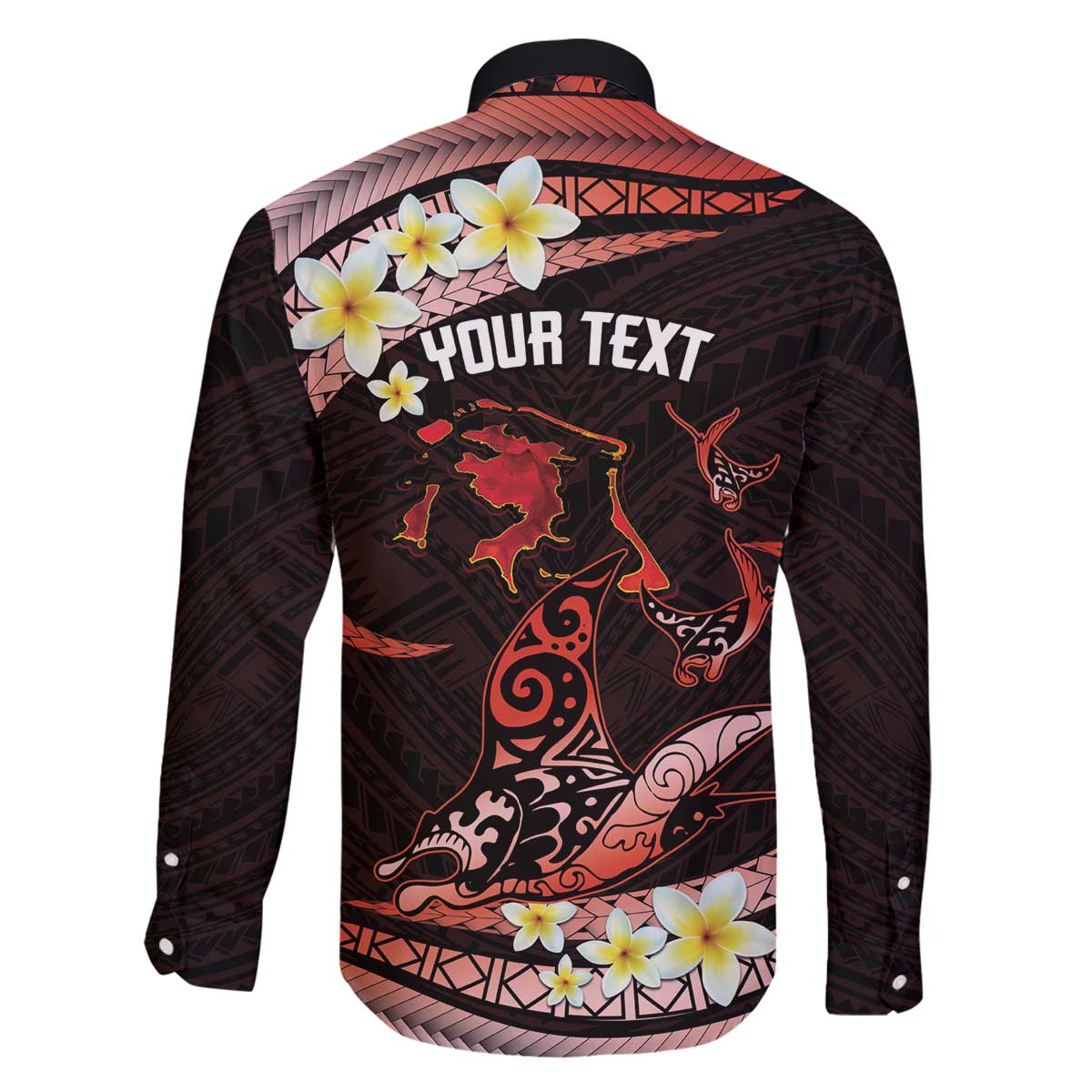 Personalised Tahiti Bora Bora Family Matching Off The Shoulder Long Sleeve Dress and Hawaiian Shirt Manta Rays With Polynesian Plumeria LT14 - Polynesian Pride