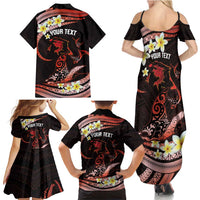 Personalised Tahiti Bora Bora Family Matching Summer Maxi Dress and Hawaiian Shirt Manta Rays With Polynesian Plumeria LT14 - Polynesian Pride