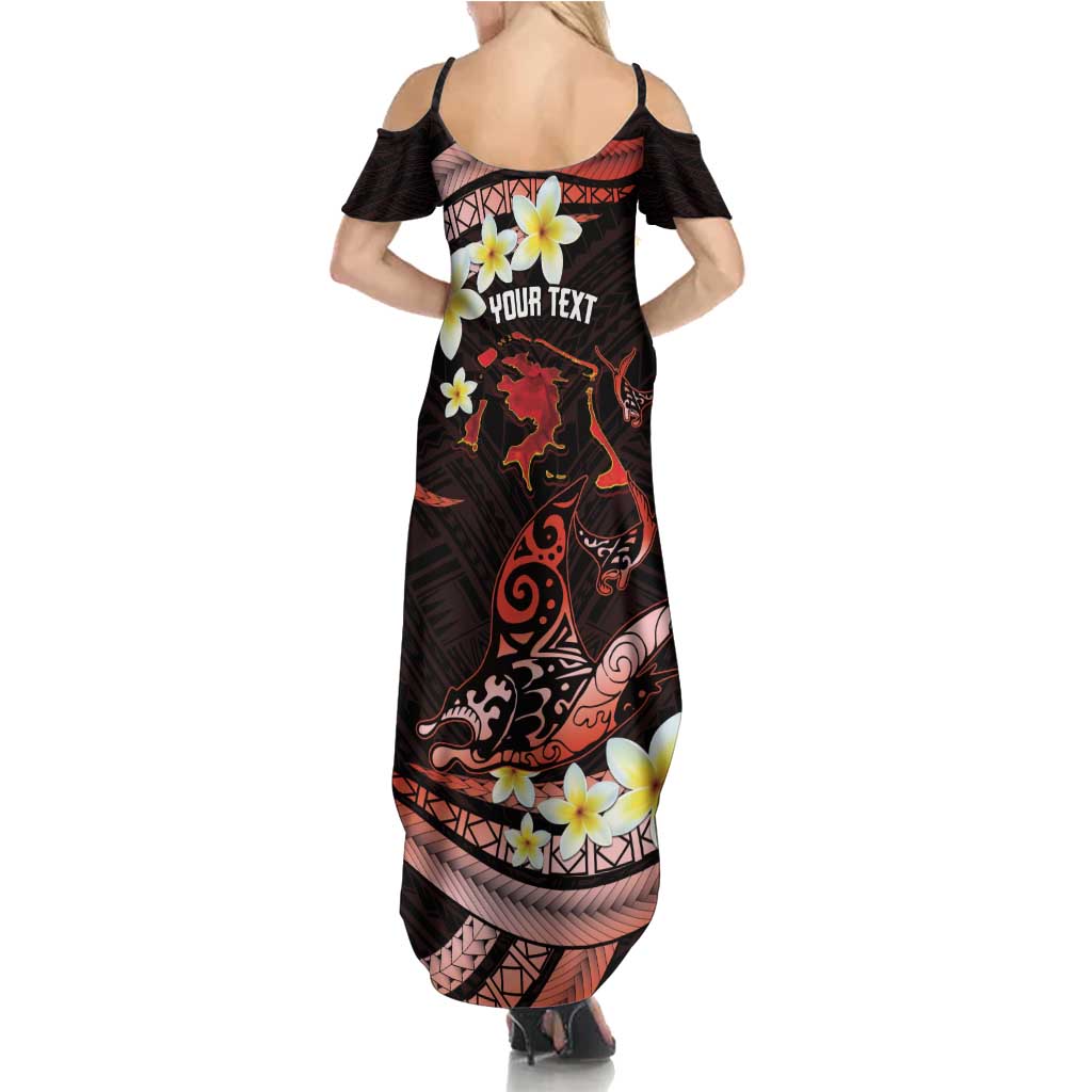 Personalised Tahiti Bora Bora Family Matching Summer Maxi Dress and Hawaiian Shirt Manta Rays With Polynesian Plumeria LT14 - Polynesian Pride